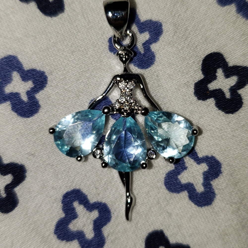 Blue and white gemstones, silver